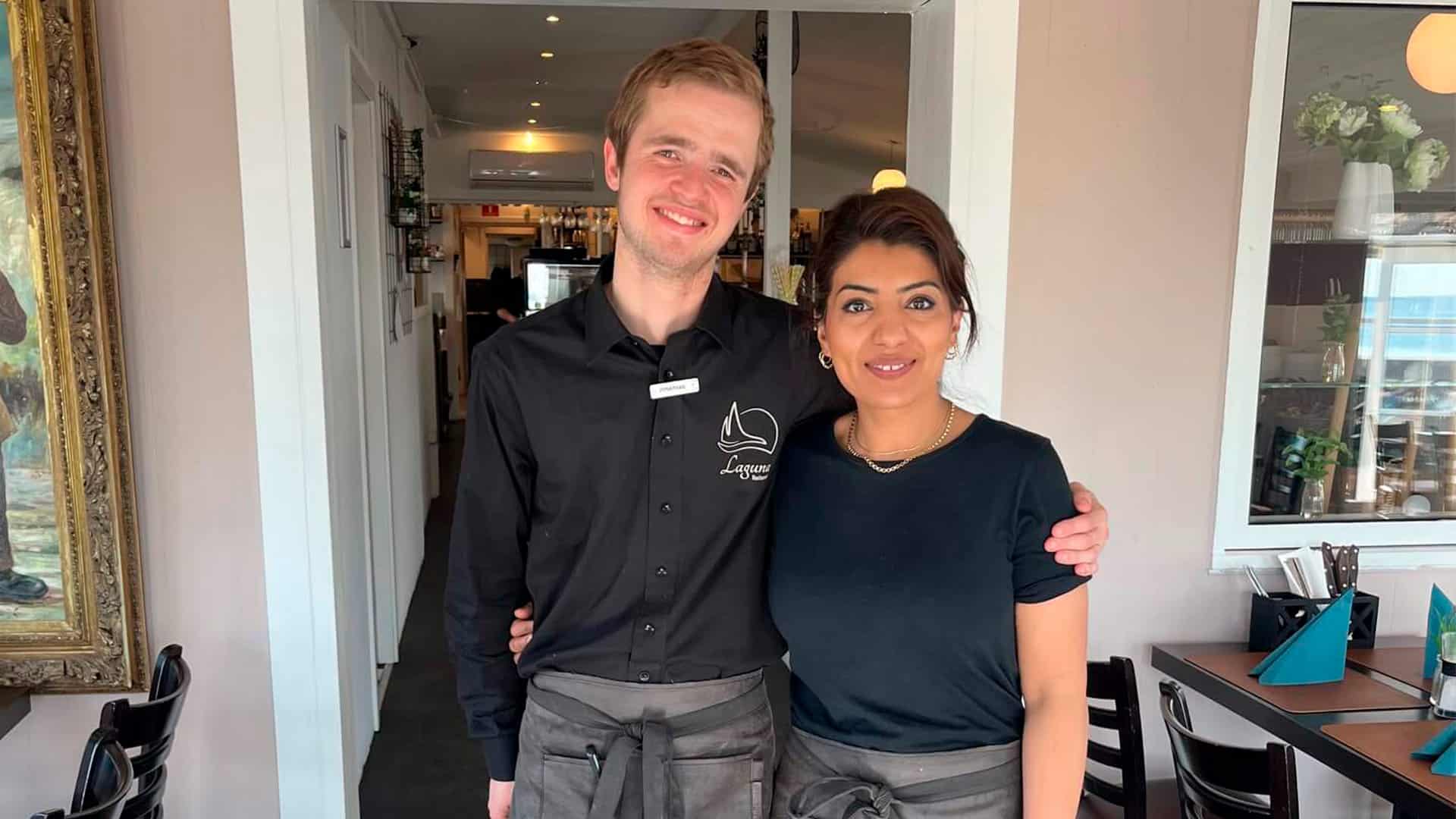 Keezah and her loyal colleague Jonathan at Restaurant Laguna