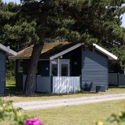 Hytte på 25m2 på Storebælt Camping set udefra