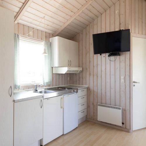 Køkken i hytte på 25m2 på Storebælt Camping