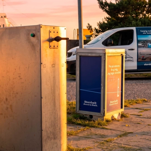 Gratis autocamper tømmeplads ved Storebælt Camping i Korsør