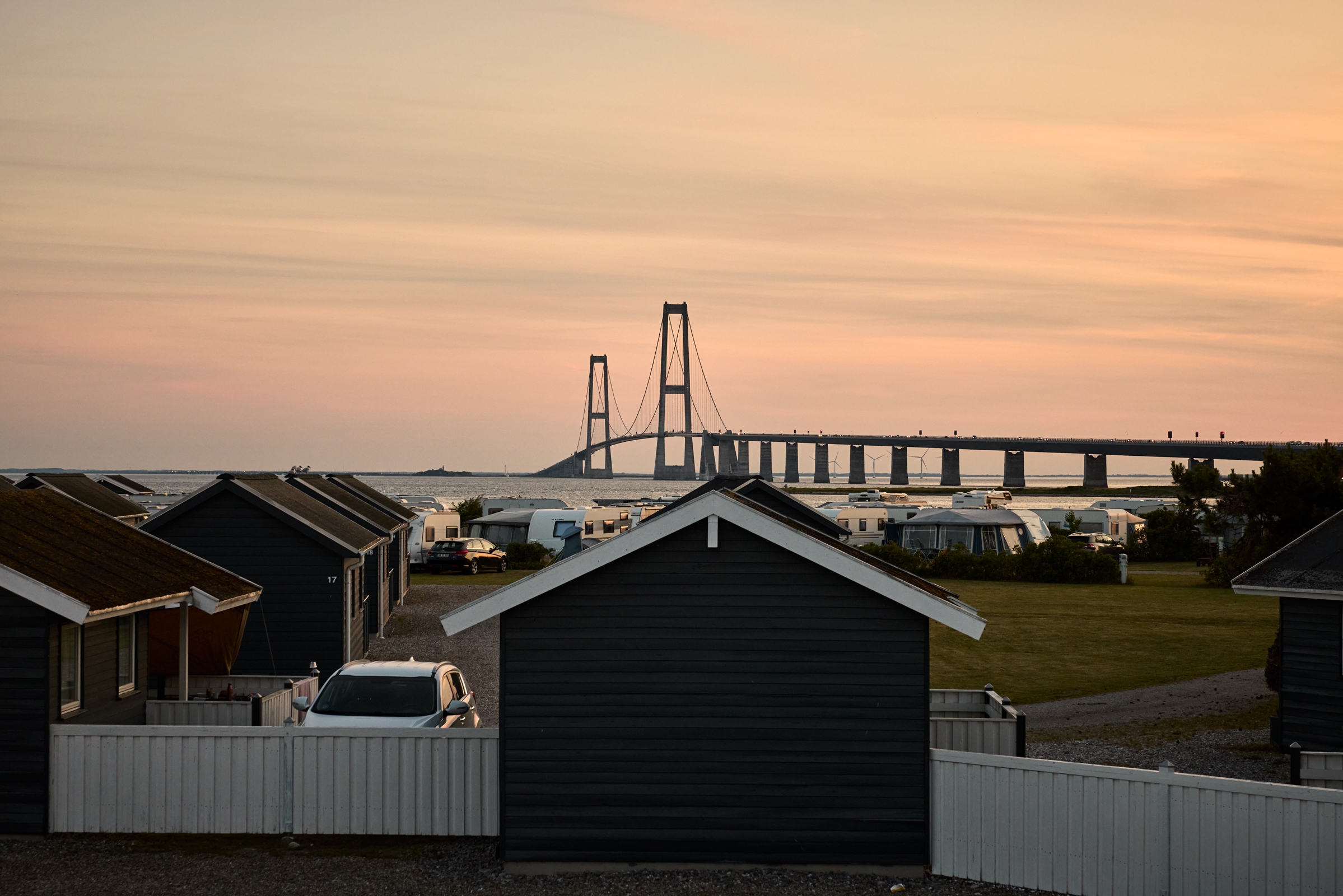 Aftensol over Storebælt Campingplads